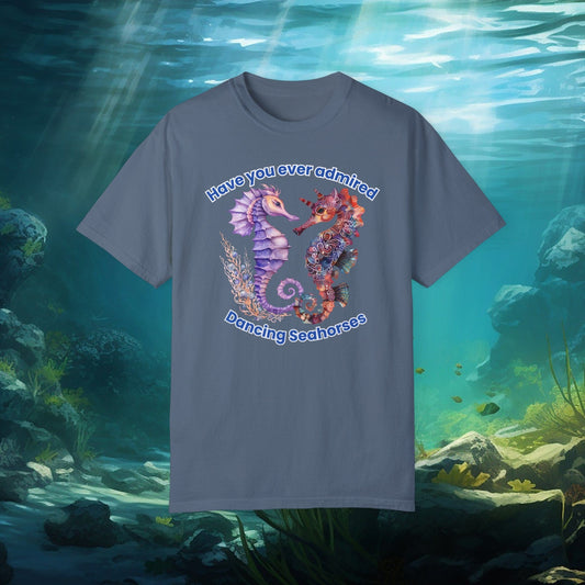 Printify T-Shirt Blue Jean / S Dancing Seahorse T-shirt | Unique Seahorse Graphic Tee | Ocean-Inspired Fashion