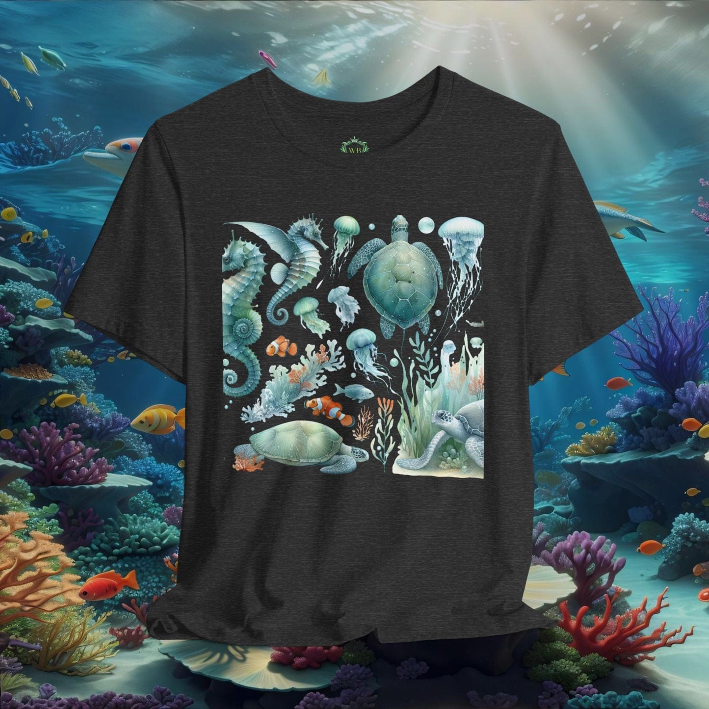 Printify T-Shirt Dark Grey Heather / XS Sea Animal Graphic T-Shirt | Ocean Creatures Shirt | Marine Life Gift Tee