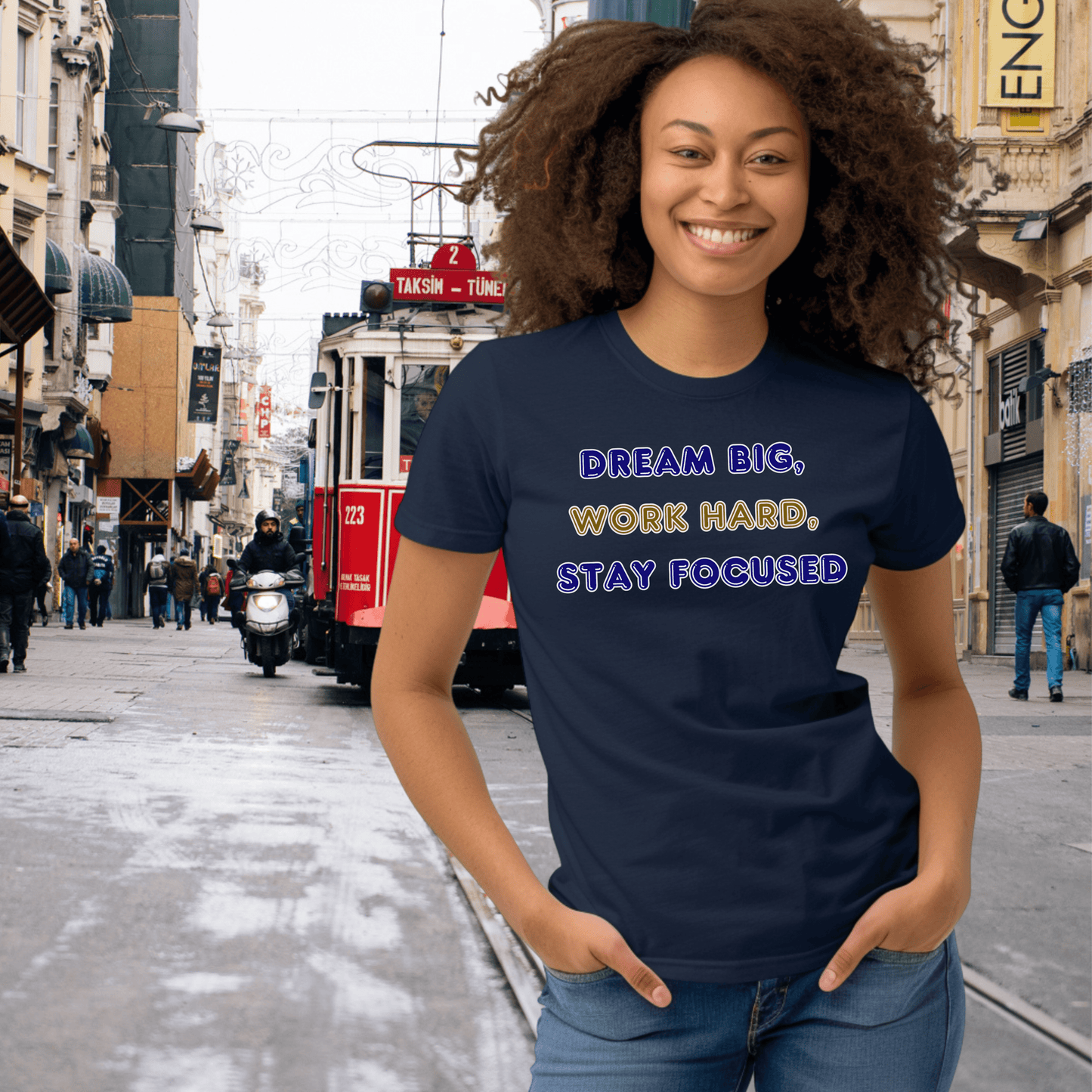 Printify T-Shirt Dream Big Work Hard Stay Focused T-Shirt | Motivational Gift | Inspirational Tee