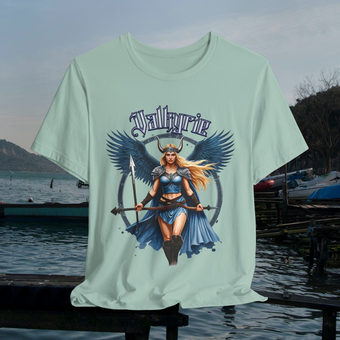 Printify T-Shirt Dusty Blue / XS Valkyrie Norse Mythology T-Shirt | Viking Warrior Woman Graphic