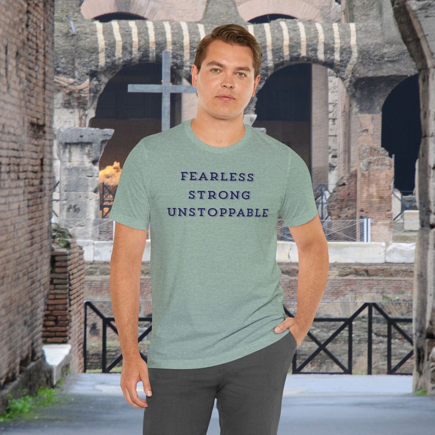 Printify T-Shirt Fearless Strong Unstoppable Tee | Inspirational T-Shirt for Empowerment, Gift for Friends, Motivational Apparel, Casual Wear