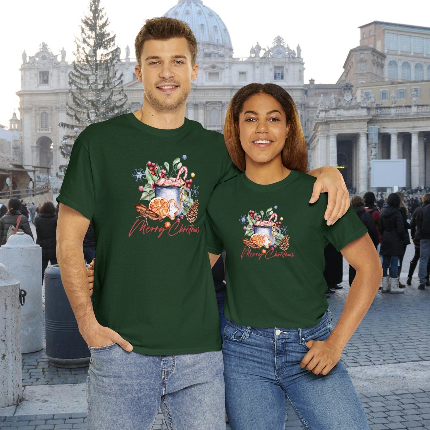 Printify T-Shirt Forest Green / S Merry Christmas Shirt Gift for Family| Holiday Spirit in a Tee| Merry Christmas Shirt with Cheerful Design