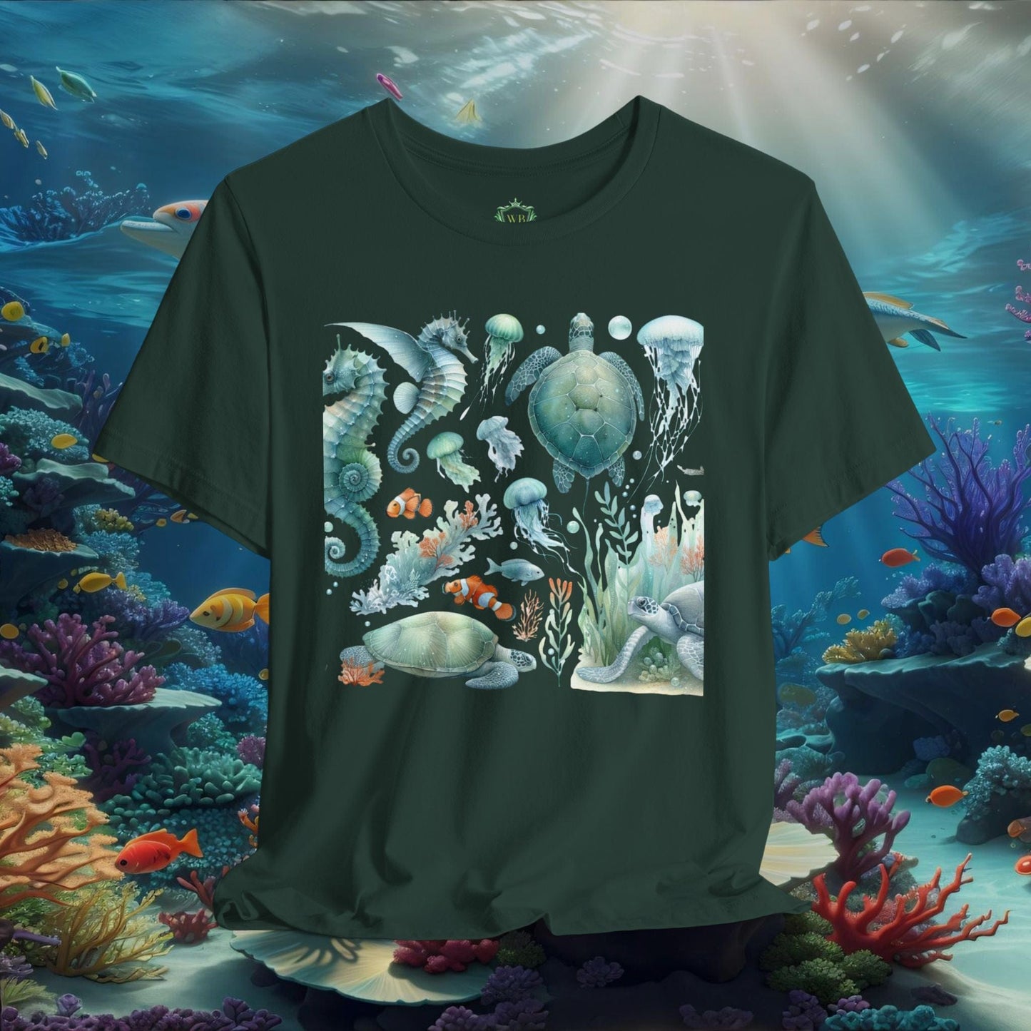 Printify T-Shirt Forest / XS Sea Animal Graphic T-Shirt | Ocean Creatures Shirt | Marine Life Gift Tee