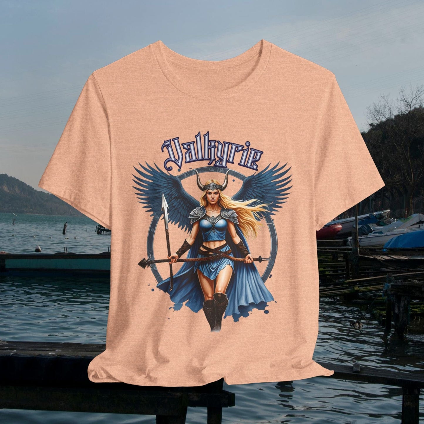 Printify T-Shirt Heather Peach / XS Valkyrie Norse Mythology T-Shirt | Viking Warrior Woman Graphic