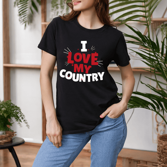 Printify T-Shirt I Love My Country T-Shirt | Patriotic Pride | Perfect Gift for Proud Citizens