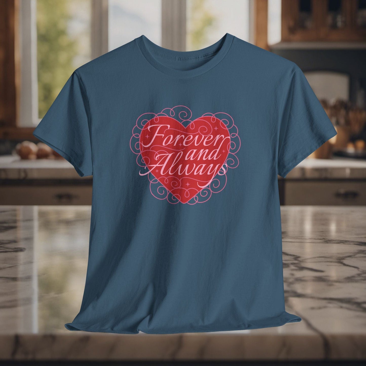 Printify T-Shirt Indigo Blue / S Love Forever Unisex Tee | Couples Romantic Valentine's Day Gift