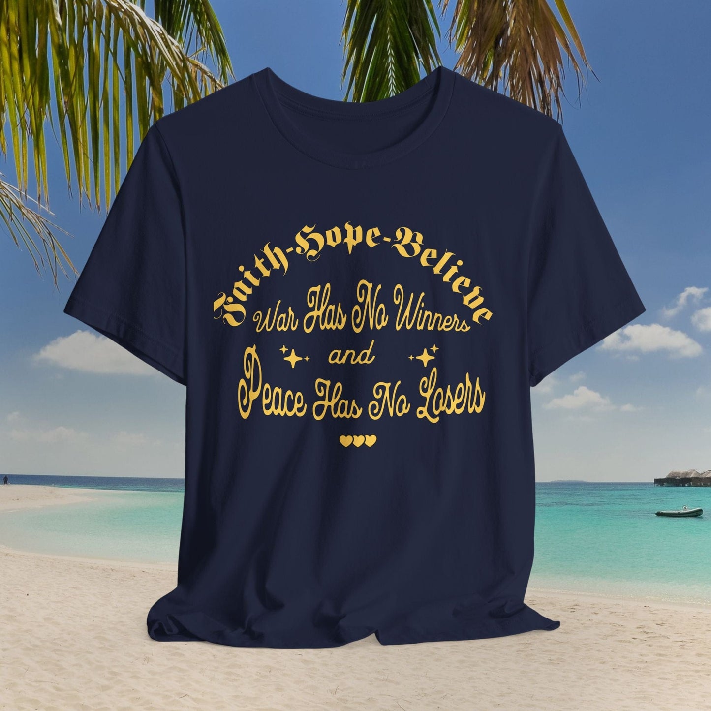 Printify T-Shirt Navy / XS Inspirational Faith Hope Believe Unisex T-Shirt | Positive Vibes Top