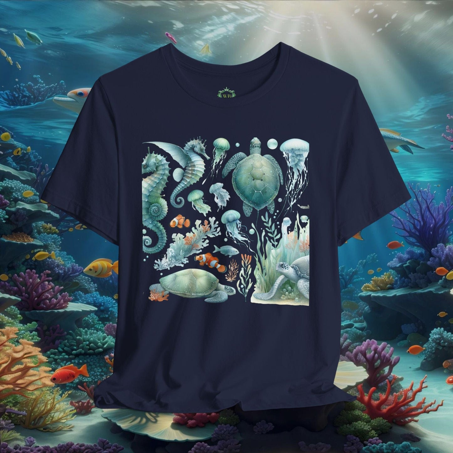 Printify T-Shirt Navy / XS Sea Animal Graphic T-Shirt | Ocean Creatures Shirt | Marine Life Gift Tee
