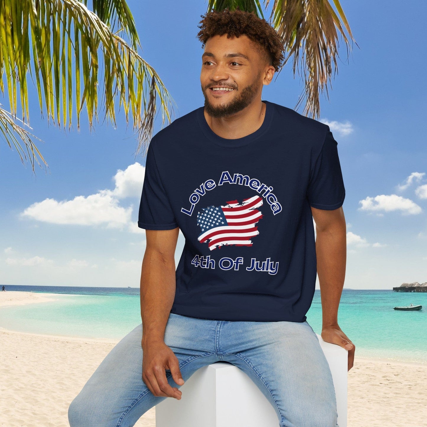 Printify T-Shirt Patriotic Love America Shirt for 4th of July - USA Flag Graphic Tee