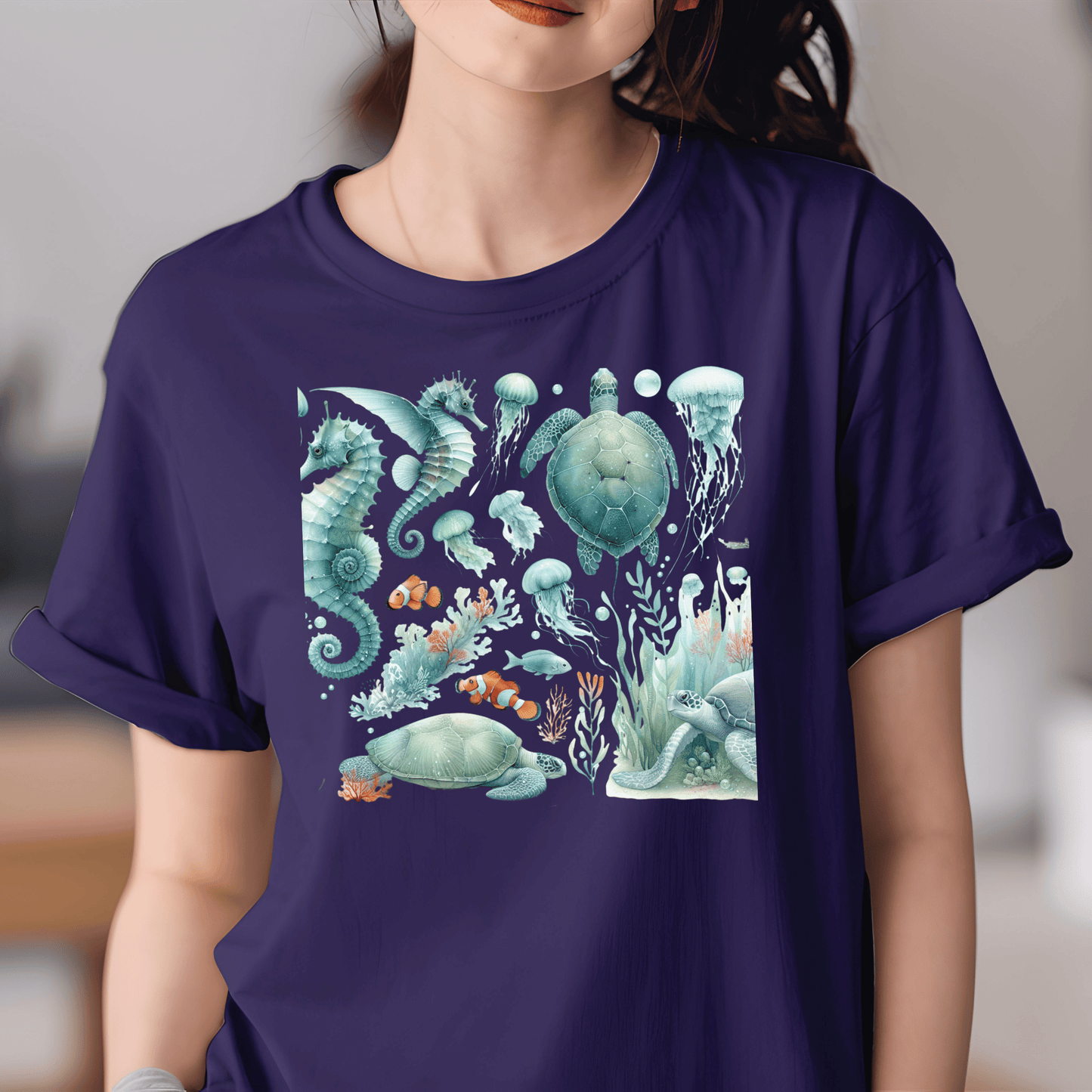Printify T-Shirt Sea Animal Graphic T-Shirt | Ocean Creatures Shirt | Marine Life Gift Tee