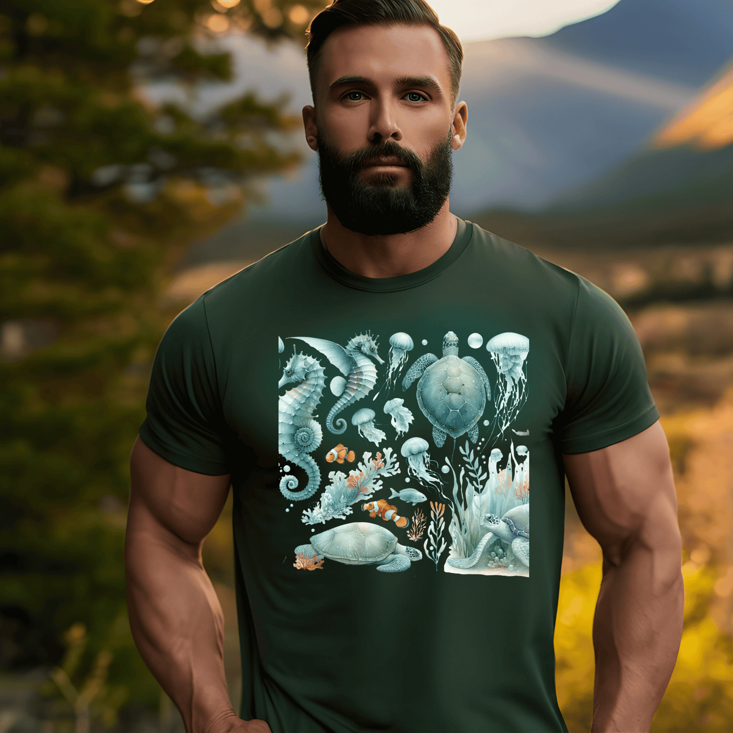 Printify T-Shirt Sea Animal Graphic T-Shirt | Ocean Creatures Shirt | Marine Life Gift Tee