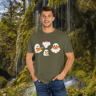 Printify T-Shirt Spooky Ghost Family T-Shirt | Cute Ghost Family Graphics | Halloween Gift Tee