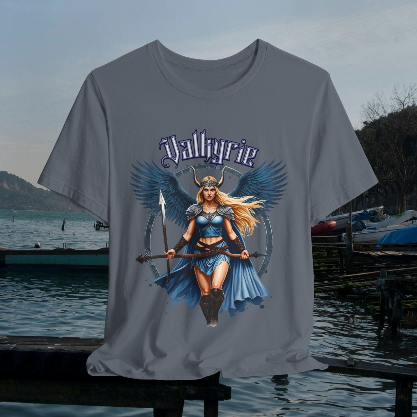 Printify T-Shirt Steel Blue / XS Valkyrie Norse Mythology T-Shirt | Viking Warrior Woman Graphic