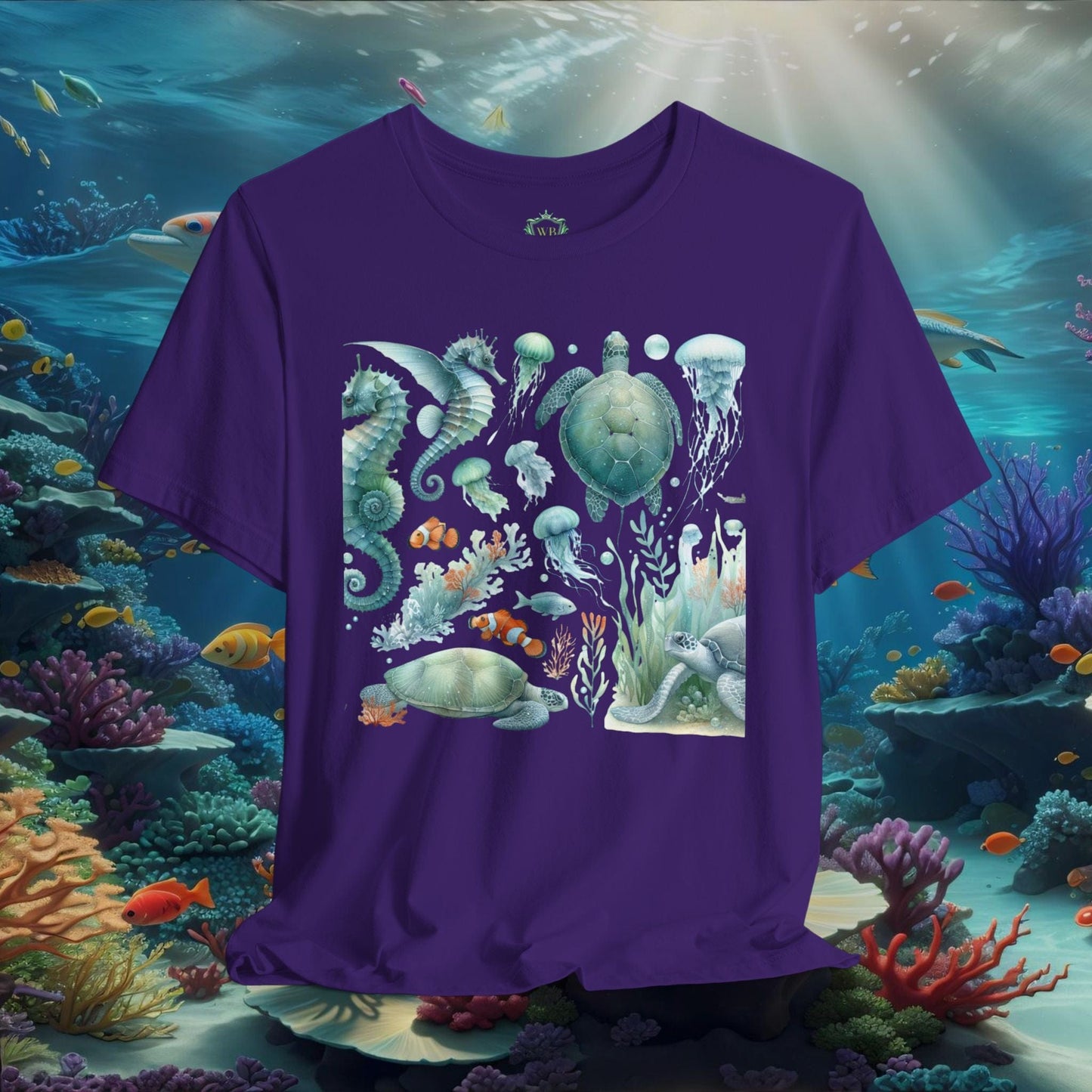 Printify T-Shirt Team Purple / XS Sea Animal Graphic T-Shirt | Ocean Creatures Shirt | Marine Life Gift Tee