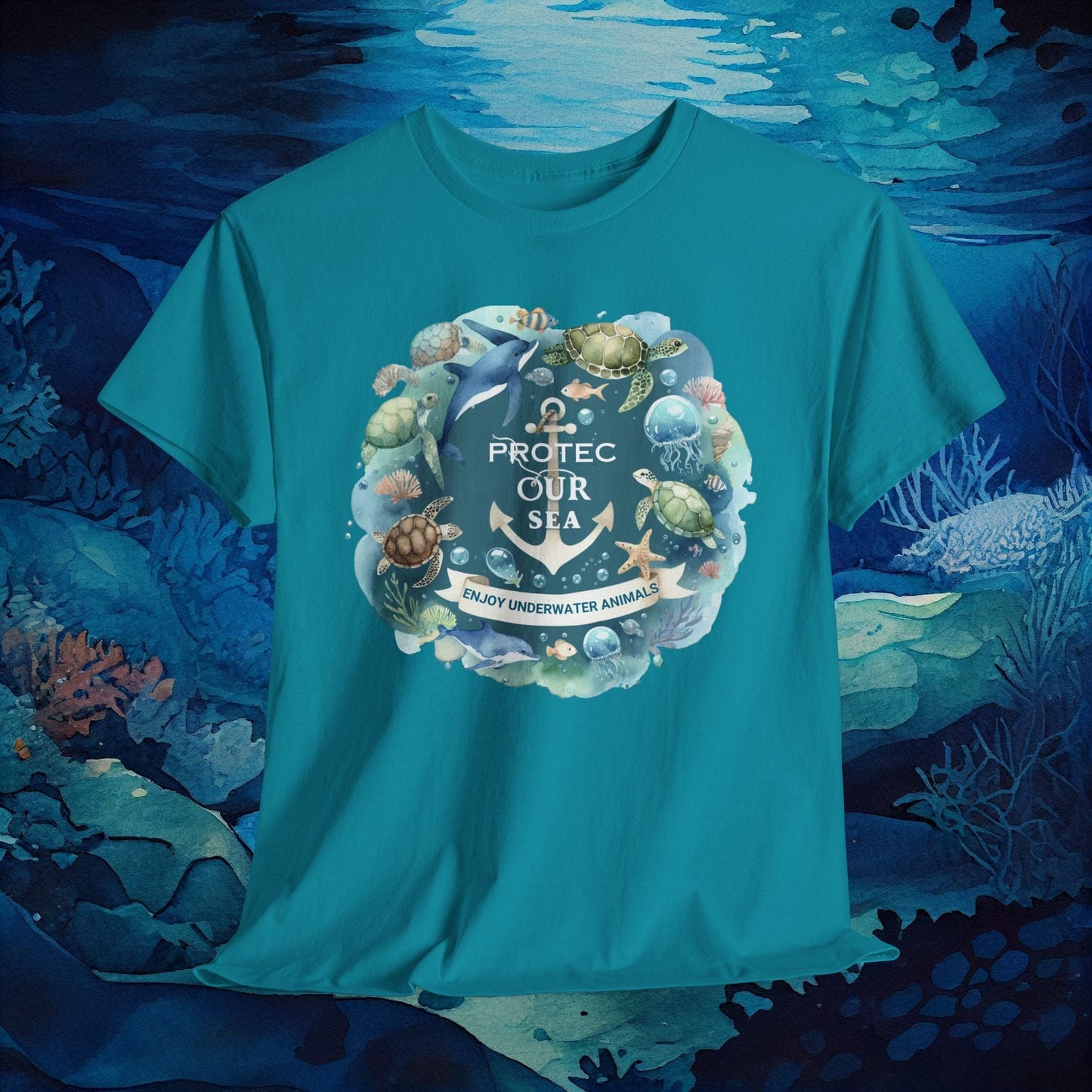 Printify T-Shirt Tropical Blue / S Ocean Conservation Shirt | Unisex Environmental Tee - Save the Sea Eco-Friendly Shirt