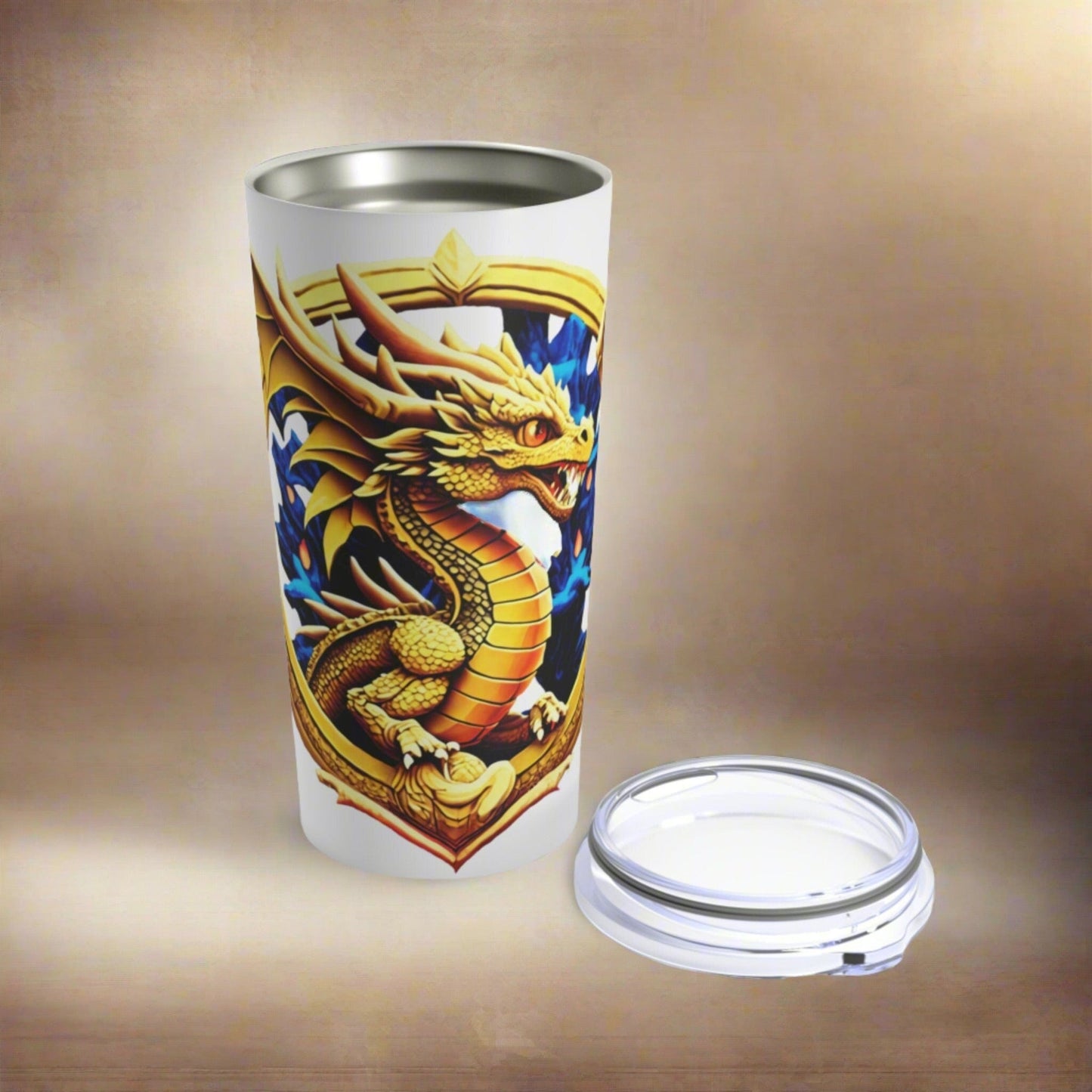 Printify Tumbler Dragon Tumbler with Mesmerizing Dragon Eye Design, Perfect Gift for Dragon Lovers.