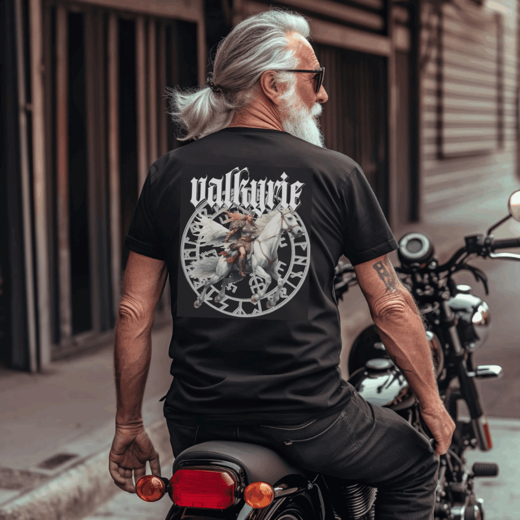 Retro Valkyrie T-Shirt: Retro Valkyrie T-Shirt: Norse Mythology Back Printretro valkiery)
